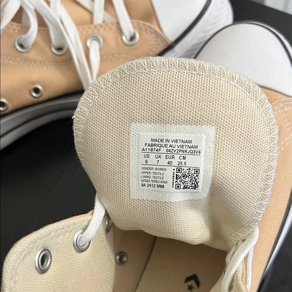 High-Top Platform Converse in Tan and White - Picture 4 of 4